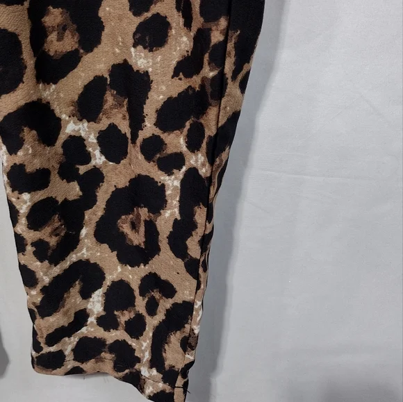 PrettyLittleThing Animal Print Casual Pants Womens 6 Brown Boho Retro 90s Y2K - Picture 4 of 9